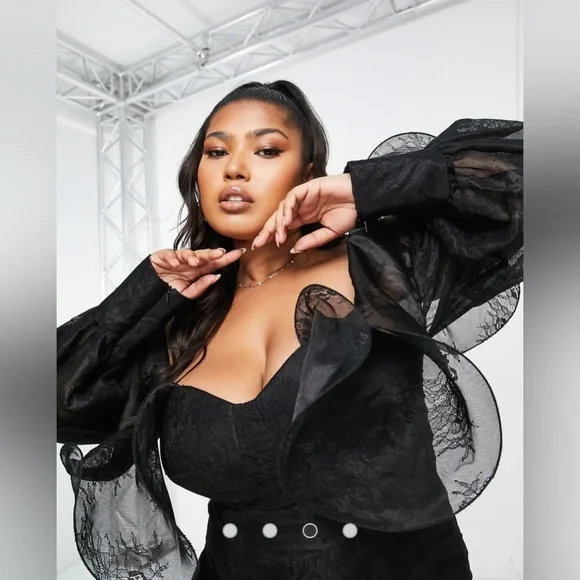 ASOS Black Ruffle Sleeve Midi Dress - Picture 3 of 4